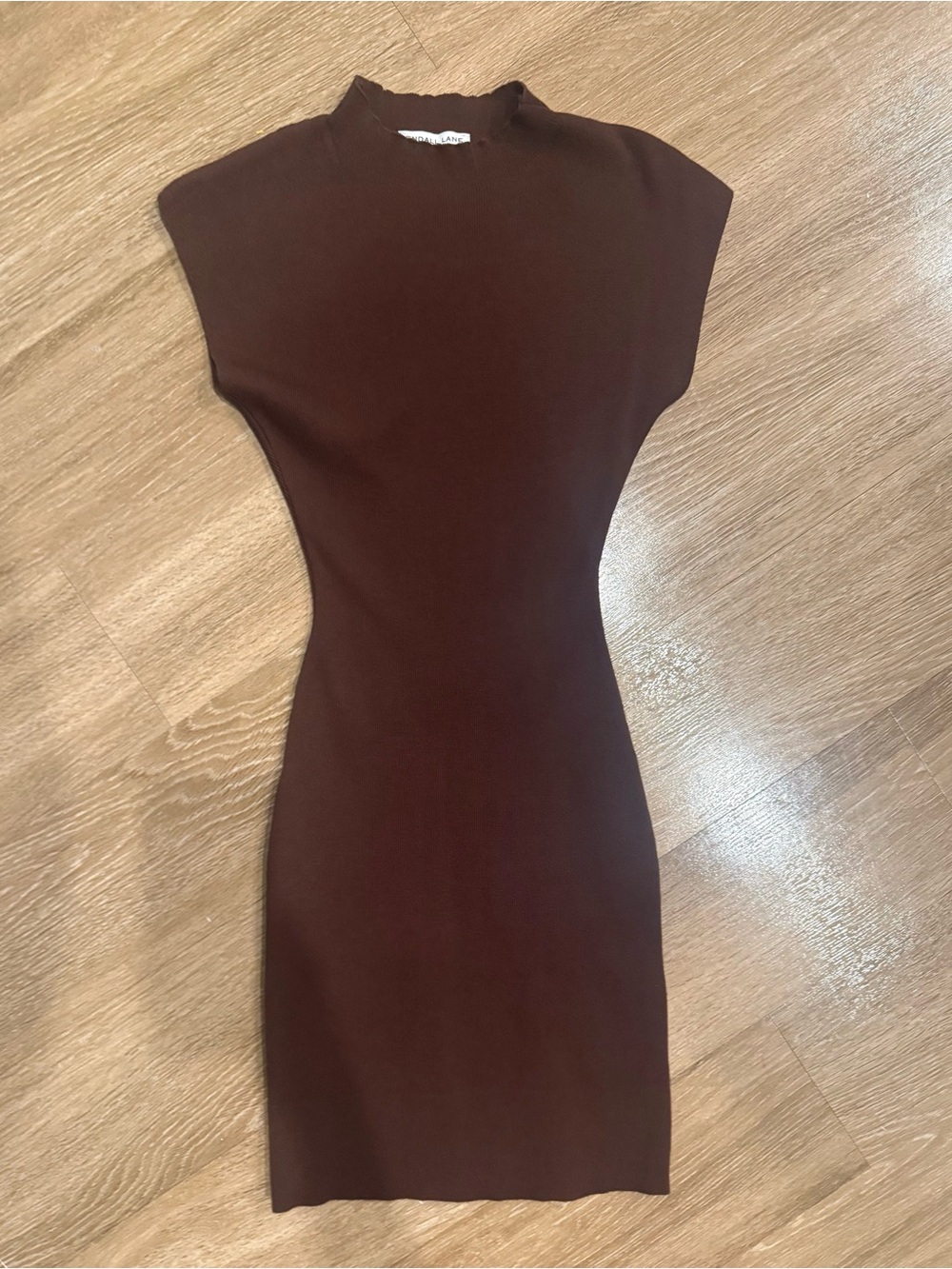 Slim-Fit Chocolate Brown Midi Dress with Mock Neck NWOT